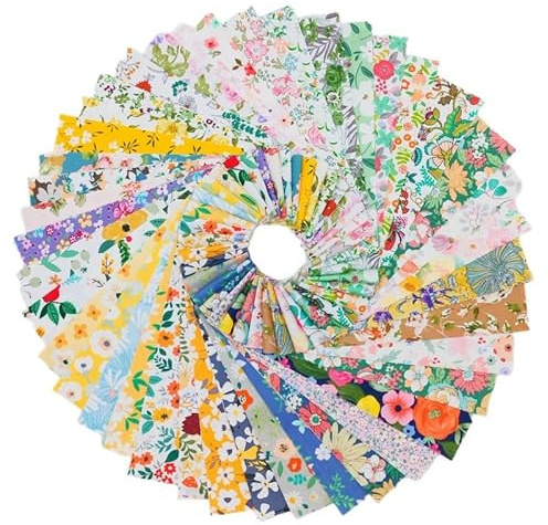 Stoffa Patchwork 40 pezzi Tessuti Quadrati di Cotone 6.5*50cm Stoffa di Cotone Floreale Multicolore per Artigianato DIY Trapuntatura Cucito Scrapbooking