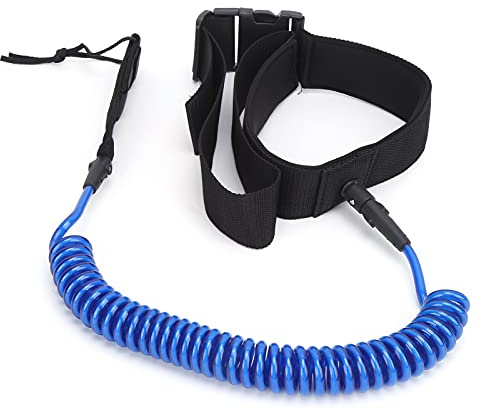 Keenso Leash della Tavola da Surf, Corda di Surf in Vita TPU Eliciformi Confortevole Corda di Trazione di Sicurezza Ad Alta Goccia (Nucleo Blu e Bianco