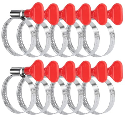 ilauke Lot de 12 colliers de serrage réglables de 25 à 40 mm - En acier inoxydable - Avec poignée - Pour piscine, lave-linge, eau, gaz, jardin, voiture