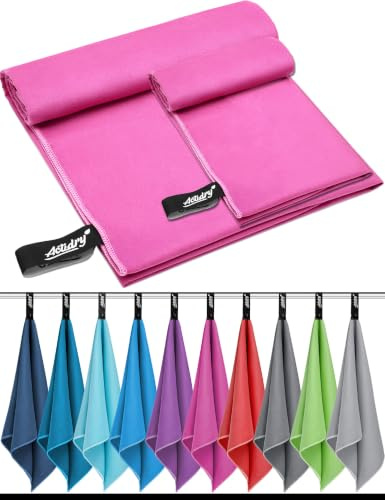 Actidry Microfibre Hand Towels, Set of 2, 80 x 160 cm and 40 x 80 cm, Magenta, Sports Towel, Children, Hiking, Camping, Lightweight, Quick-Drying, Absorbent, Towels in 10 Colours, S, M, L, XL Sizes