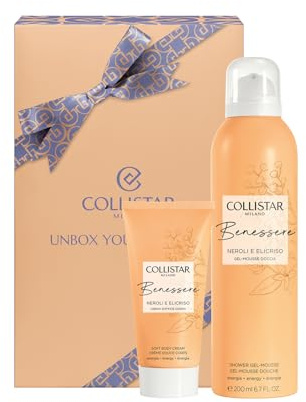 Collistar Cofanetto Regalo Donna Benessere Neroli ed Elicriso con Gel-Mousse Doccia 200ml + Crema Soffice Corpo 50ml, Idratante, Illuminante e Rigenerante