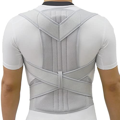 Mujeres Hombres Columna Vertebral Cinturón De Soporte Espalda Hombro Protector Postural Ortopédico Corrector De Postura Lumbar Corsé (Color : Gray, Size : XX-Large)
