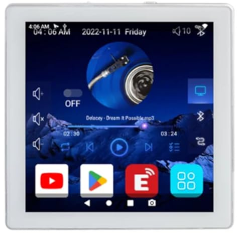 Yarryuter Mini 8 Ohm Android 10.0 System Smart WIFI Bluetooth 4X25W Stereo Home Theater Background Music Wall Amp Easy Install White