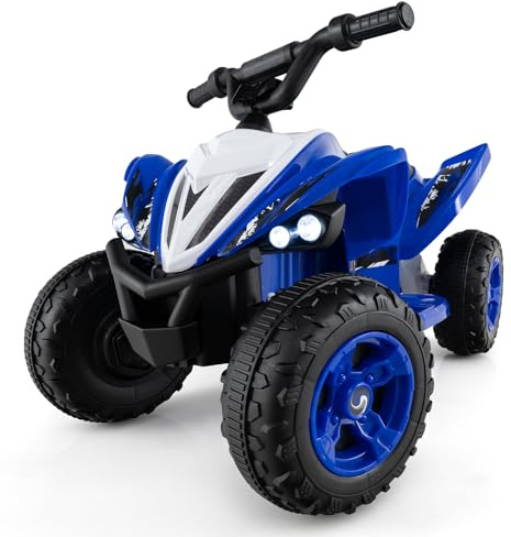 Costzon Kids ATV, 12V 4-Wheeler Quad Electric Vehicle w/ 7 mph Max Speed, 15° Climbing, LED Lights, Music, Wireless Connection, Toddler Ride On ATV Toy, Gift for Boys Girls Aged 3+ (Navy)