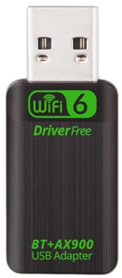 WiFi 6 AX900 USB Adapter - Bluetooth 5.3, Dual Band 2.4GHz/5.8GHz Wireless Network Dongle, Driver Free Win 11, Realtek RTL8851BU Chipset, Built-in Dual Antenna