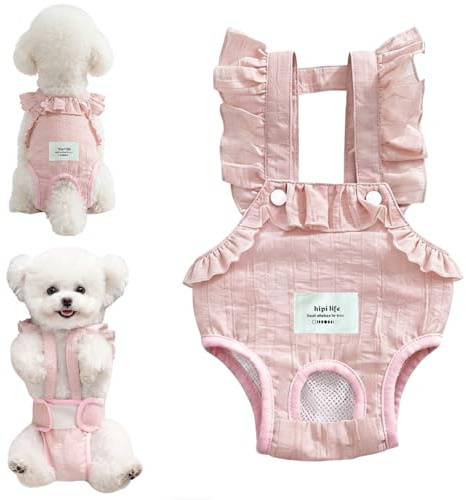 Pañales para Perros Hembra, Bragas Perras Menstruales Lavables y Reutilizables, Pañal Higiénico Cómodo para Perro Pequeño 2,5-5 kg, Talla M, Rosa