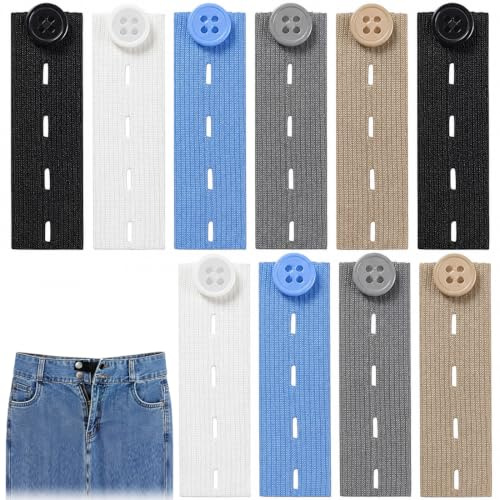 UWJOWP 10 PCS Extensores de Botones Pantalon, Alargador de Cintura Pantalon, Extensiones Ajustables, Botón Alargador Elástico para Vaqueros, Extensión Cintura para hombres y mujeres, ideal