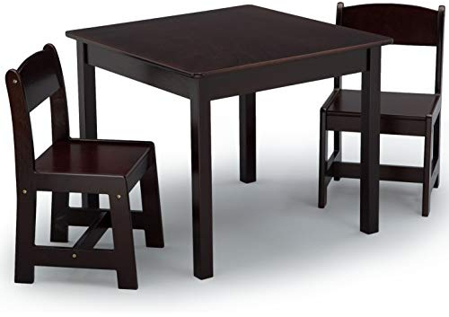 Delta Children MySize Kids Wood Table and Chair Set (2 Chairs Included) - Ideal for Arts & Crafts, Snack Time, Homework & More - Greenguard Gold Certified, Dark Chocolate, 3 Piece Set