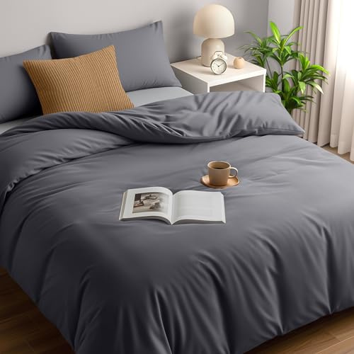 Utopia Bedding Funda Nordica Cama 150 - Microfibra Juego de Funda Edredon 230x220 cm y 2 Fundas de Almohada 50x75 cm (Gris)