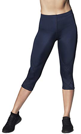 CW-X Women's Stabilyx Mid Rise Capri Compression Leggings, 125806, Performance 3/4 Tights with Joint Support, True Navy, X-Small