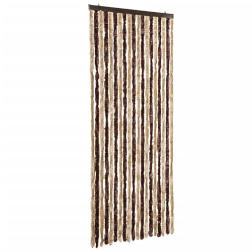 vidaXL Moustiquaire Rideau d'Insectes de Porte Rideau Contre Mouches Caravane Extérieur Maison Mobile Beige et Marron Clair 56x200 cm Chenille