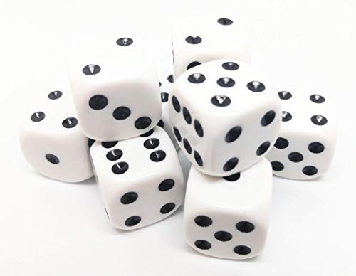 Kemolpo 16mm White Dice. Pack of 10