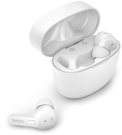 PHILIPS TAT2206WT/00 Auriculares Bluetooth con Micrófono/Resistentes a Salpicaduras y Sudor, 18h de Reproducción, Ajuste Cómodo/Auriculares Inalámbricos/Earbuds, Blanco
