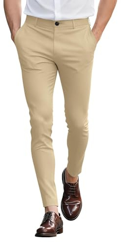 GINGTTO Chino Homme Pantalon Skinny Extensible Trousers Stretch Pant | Chino Super Extensible Et Plat Sur Le Devant, Adapté Pour Les Affaires, Les Mariages, Le Golf