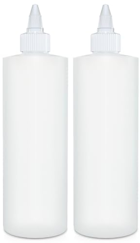 BRIGHTFROM Condiment Squeeze Bottles, 16 OZ Empty Squirt Bottle with Twist Top Cap, Leak Proof - Great for Ketchup, Mustard, Syrup, Sauces, Dressing, Oil, Arts and Crafts, BPA FREE Plastic - 2 PACK