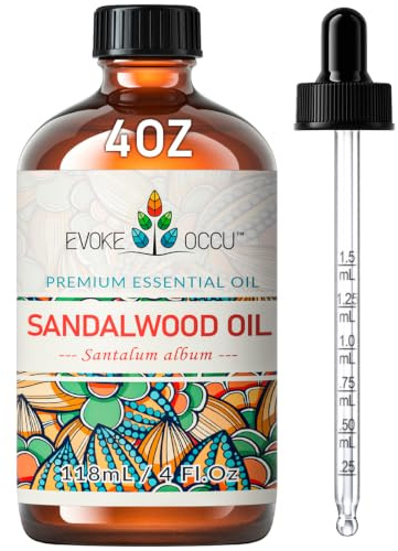 EVOKE OCCU Sandalwood Essential Oils for Skin Care, Diffuser, Perfume, Candle and Soap Making - 4 FL Oz
