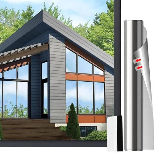 Gutsbox One Way Privacy Film for Glass Windows Reflective Window Film Privacy Anti UV Window Film Anti Glare for Office Living Room
