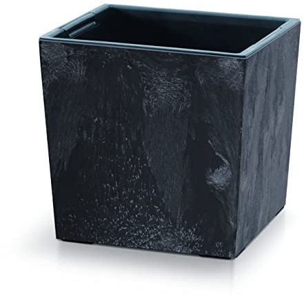 URBNLIVING Medium Square Modern Concrete Look Planter Flower Plant Pot Indoor Outdoor Garden Decor Contemporary D24cm xH23.5cm (Anthracite)