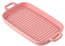 Oven Baking Dish,Ceramics Baking Dishes,Ceramic Small Baking Dishes with Handle Oven Dish, Roasting Lasagna Pan Casserole Small Rectangular Bakeware (6.1 inch),Pink (Color : Pink)