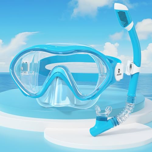 RIOROO Snorkel Mask for Kids, Swimming Goggles With Nose Cover for Boys Girls Youth Children, Diving Mask No Leak Anti-Fog Waterproof 180° Clear View for Age 4-15 Years