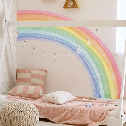 Gurxi 1 Murales Decorativos Pared De Arco Iris Bohemio, Pegatina De Pared De Arco Iris De Medio Corte, Pegatina De Pared De Arco Iris Extraíble DIY Para Habitación De Bebé Niña De Guardería