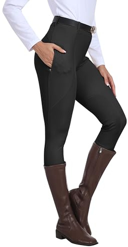 MoFiz Damen Reitsport Hosen Reithose Reitleggings Silikon Vollbesatz Abriebfeste Knieschutzgewebe für Reitsport Grau L