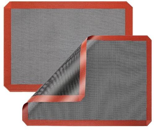 Silicone Baking Mat 40x30cm, 2 PCS Non Stick Baking Sheet Reusable Silicone Mats, Non-Slip & Heat-Resistant, BPA Free, for Microwave Oven, Oven Liner, Trays