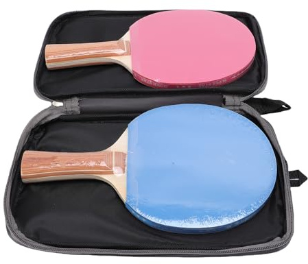 Alomejor Bordtennis Bat Set Stilfull Rosa och blå Paddel för Inre Utomhussträngar, Lämpliga för Alla Finhetsnivåer Av Bekvämt Handtag