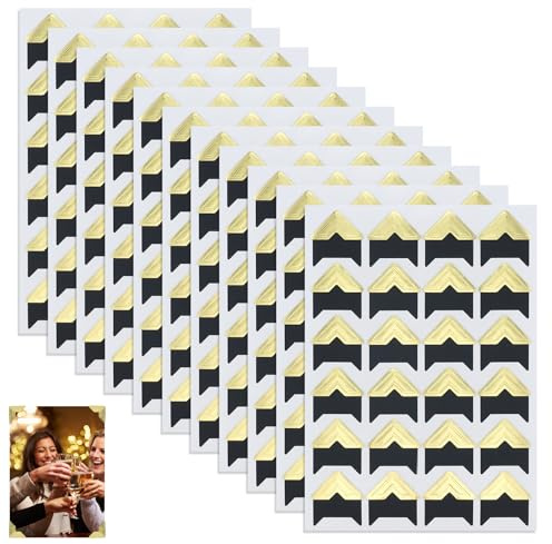 SAMANTHAHALLLTD 11 Blatt Selbstklebende Fotoecken, goldfarben, Fotoecken, Scrapbook, Fotoecken-Aufkleber zum Basteln