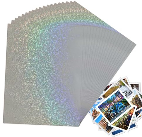 Holografiskt papper | A4-hologram självhäftande dekalfolie – 20 ark självhäftande folie lätt att klippa för pysseldokument, presentpapper scrapbook