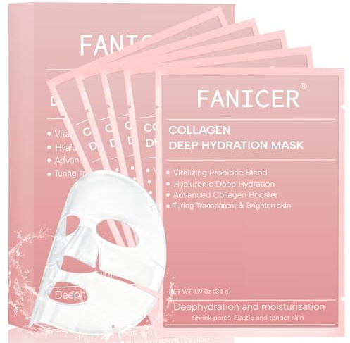 Collagen Hydrogel Face Mask 5 Pcs - Korean Overnight Mask for Lifting | Pore Minimizing, Elasticity Improvement and Hydrating Care. Glass Skin Skincare for a Firm, Smooth and Radiant Complexion