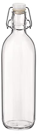 Bormioli Rocco Bottiglia Vetro Emilia Lt 1 Tappo Bianco, Trasparente