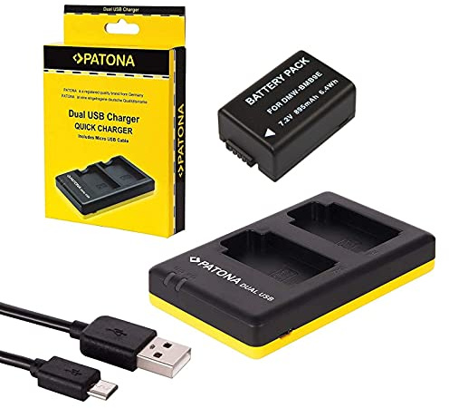 2in1 Set für Panasonic Lumix DC FZ82 Akku kompatibel mit Panasonic DMW-BMB9 und BMB9e und MicroUSB Ladegerät (lädt 2 Akkus gleichzeitig)