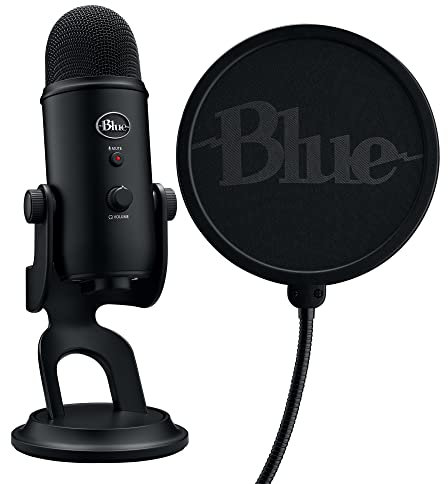 Logitech Blue Yeti Game Streaming Kit mit Yeti USB-Gaming-Mikrofon, Blue VO!CE Software, exklusiven Streamlabs Designs, Spezielles-Popfilter, PC & Mac – Schwarz