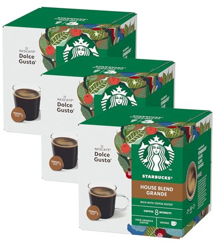Starbucks Nescafé Dolce Gusto House Blend Grande Lot de 3 boîtes de 12 Capsules de café