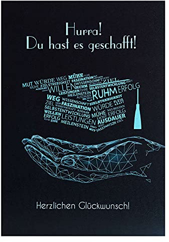 Libetui Cards Glückwunschkarte zum Abitur & Abschluss – A5 Karte für Bachelor, Master, Promotion & bestandene Prüfung, Doktorhut Motiv, Kuvert, Made in Germany
