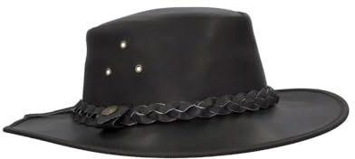 WALKER AND HAWKES - Cappello da Viaggio Intrecciato in Pelle Bovina Outback - Nero - L (59cm)