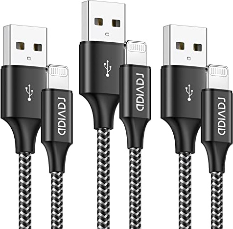 RAVIAD iPhone Ladekabel, Lightning Kabel MFi Zertifiziert [3Pack 1M] Ladekabel iPhone Schnellladekabel Nylon USB auf Lightning Kabel für iPhone 14 13 12 11 Pro Max Mini XS XR X 8 7 6 6s Plus 5 SE