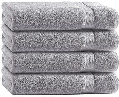 Class Home Collection Frottee Handtücher 50x100 cm – 4er Set Handtuch – Besonders weiche & saugfähige Handtücher aus 100% Baumwolle mit Aufhänger – Silber