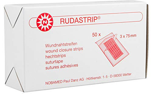 RUDASTRIP Wundnahtstreifen steril weiß Packung à 50 Steril-Sets, Ausführung:Steril-Set à 5 Streifen 3 mm x 75 mm