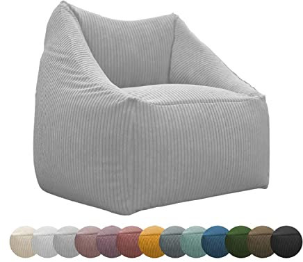 chilly pilley Mini Puf para Sillón Cojín De Suelo para Niños Cojín De Asiento Cojín De Jardín con Respaldo (Plata)