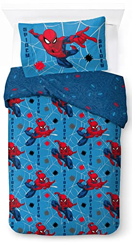 Jay Franco Marvel Spiderman Spidey Faces 100% Cotton Single Duvet Cover Set - Includes Pillowcase
