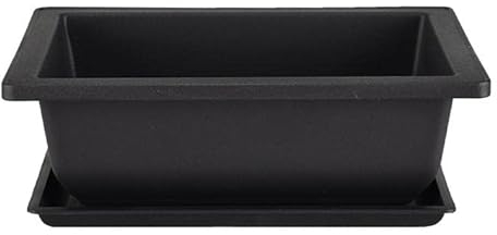 Vaso + sottovaso Cinese rettangolare in plastica nera per bonsai 14x10x5 cm - PL16