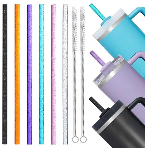 ALINK Stanley Adventure Lot de 6 pailles réutilisables extra longues de 31 cm avec 2 brosses de nettoyage (6 couleurs)