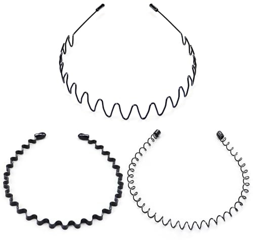 Kavya Hair Band for Men and Women - Wavy Spring Metal Headband, Non-Slip Sports Accessory for Gym, Football Training - Unisex for Long, Short, Thick, Curly Hair