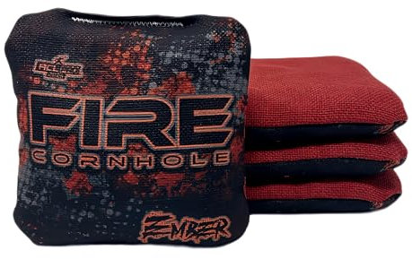 FIRE CORNHOLE Cornhole Bags | ACL Pro Approved | Wetterbeständig | Reguläre Größe und Gewicht | Ember Series | 4er-Set (Shadow Red)