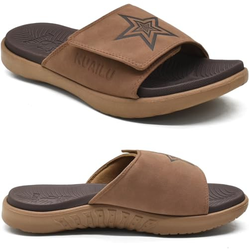 KuaiLu Sandales Hommes Plage Piscine Sport Claquette Antidérapante Légère Support de L'arche Reglables Bout Ouvert Pantoufle D'été Taille 44