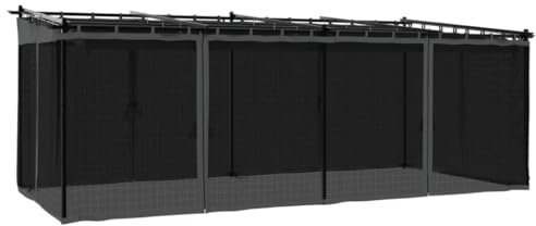 vidaXL Gazebo con Pareti in Rete Antracite 6x3 m in Acciaio, Gazebo da Esterno, Padiglione, pergola, Gazebo da Patio, Padiglione da Giardino