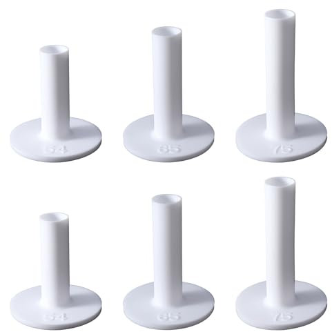 LLOUSSAK 6 Stück Golftees Gummi,Golfsitze Weißes T-Form-Golfballzubehör,Weiche Gummi Range Tee mit Unterschiedlicher Größe für Drinnen und Draußen Golfpraxis