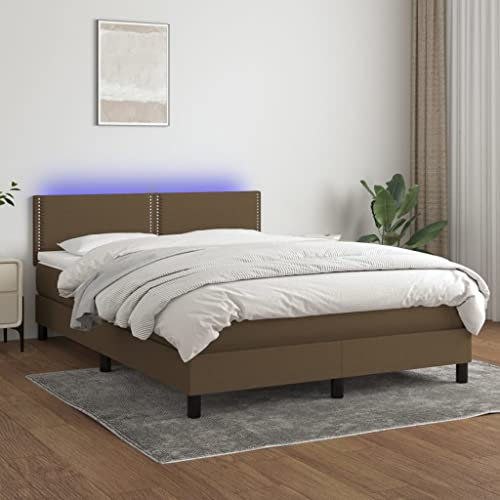 Juroupi Boxspringbett mit Matratze & LED Bett Mit Matratze Boxspringbett Betten Box Spring Bett Betten Mit Matratze Dunkelbraun 140x200 cm Stoff - 3133080